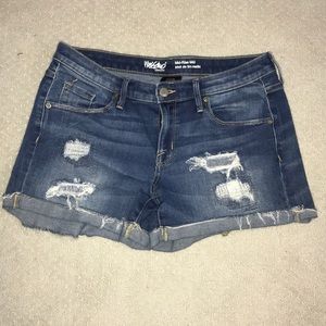 Dark Distressed Jean Shorts